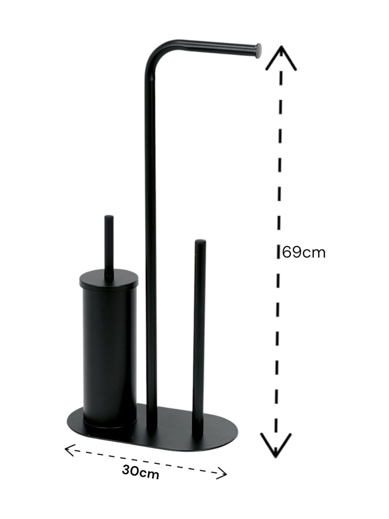 Showerdrape Black Aspen 3 in 1 toilet brush and holder set (British brand)