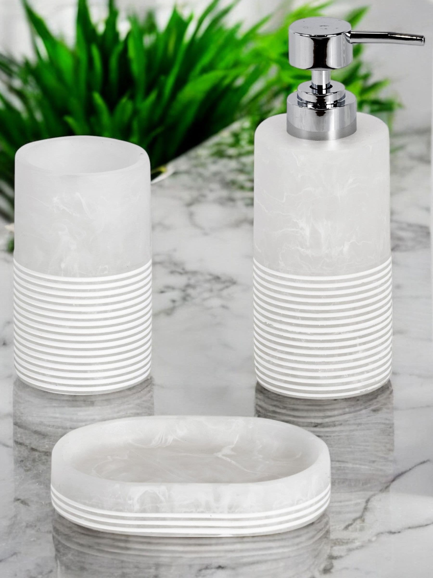 Showerdrape frost onyx bathroom accessories set (British brand)