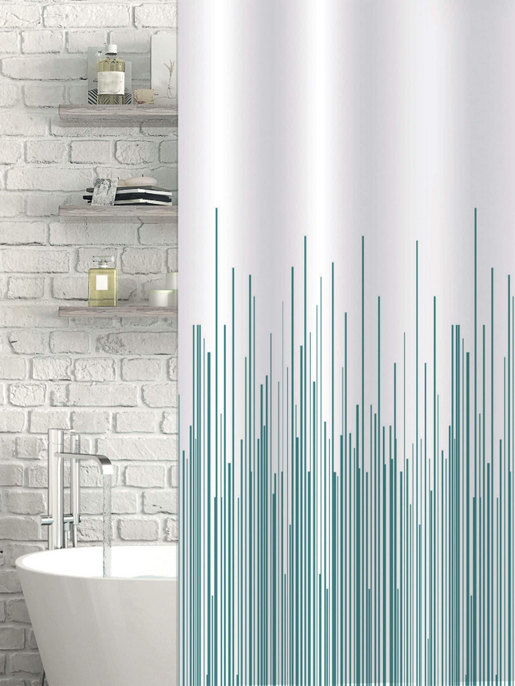 Showerdrape Teal City Stripe shower curtain 180x180cm (British brand)
