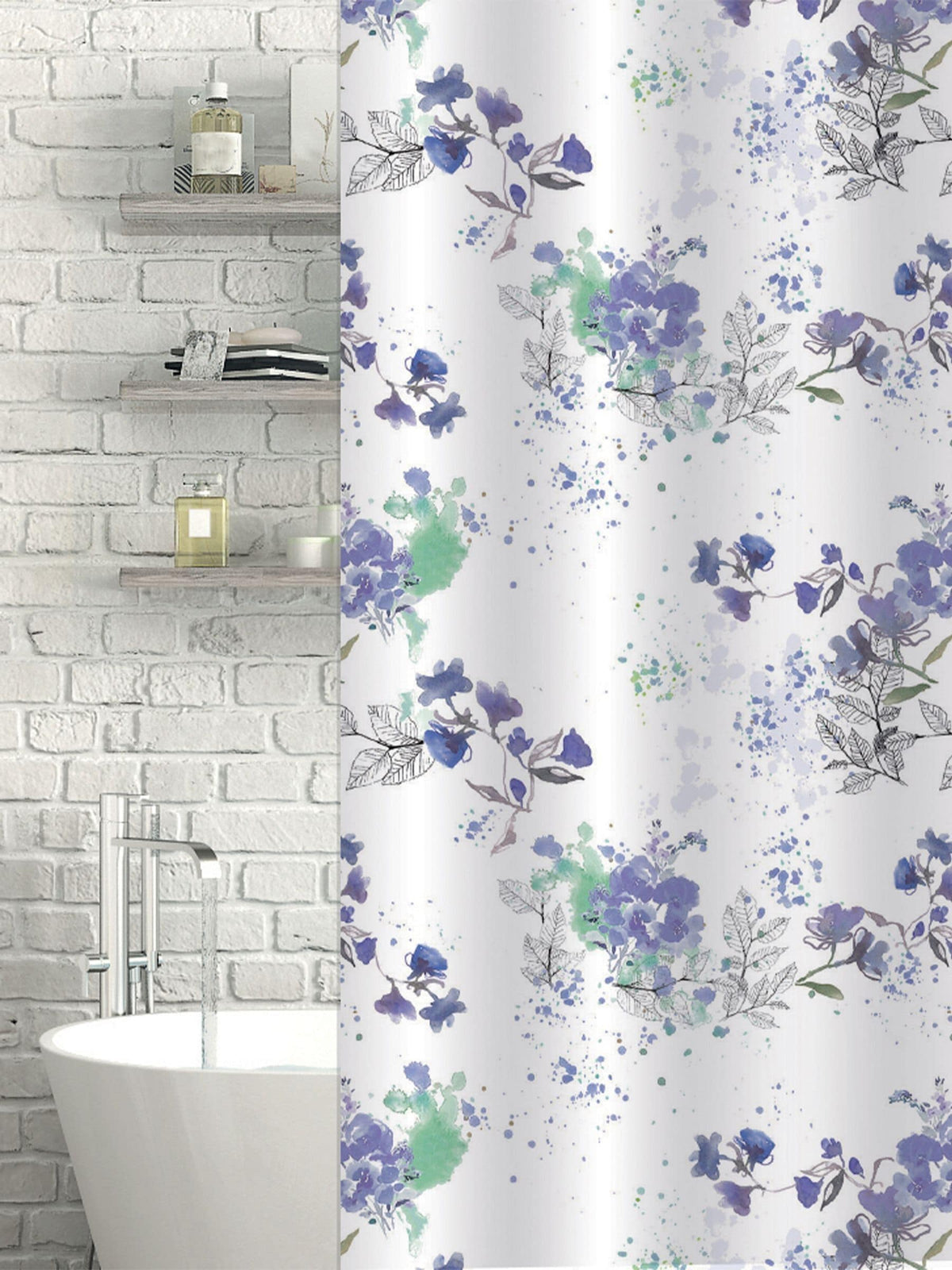 Showerdrape White Bouquet Floral shower curtain 180 x 180 cm (British brand)