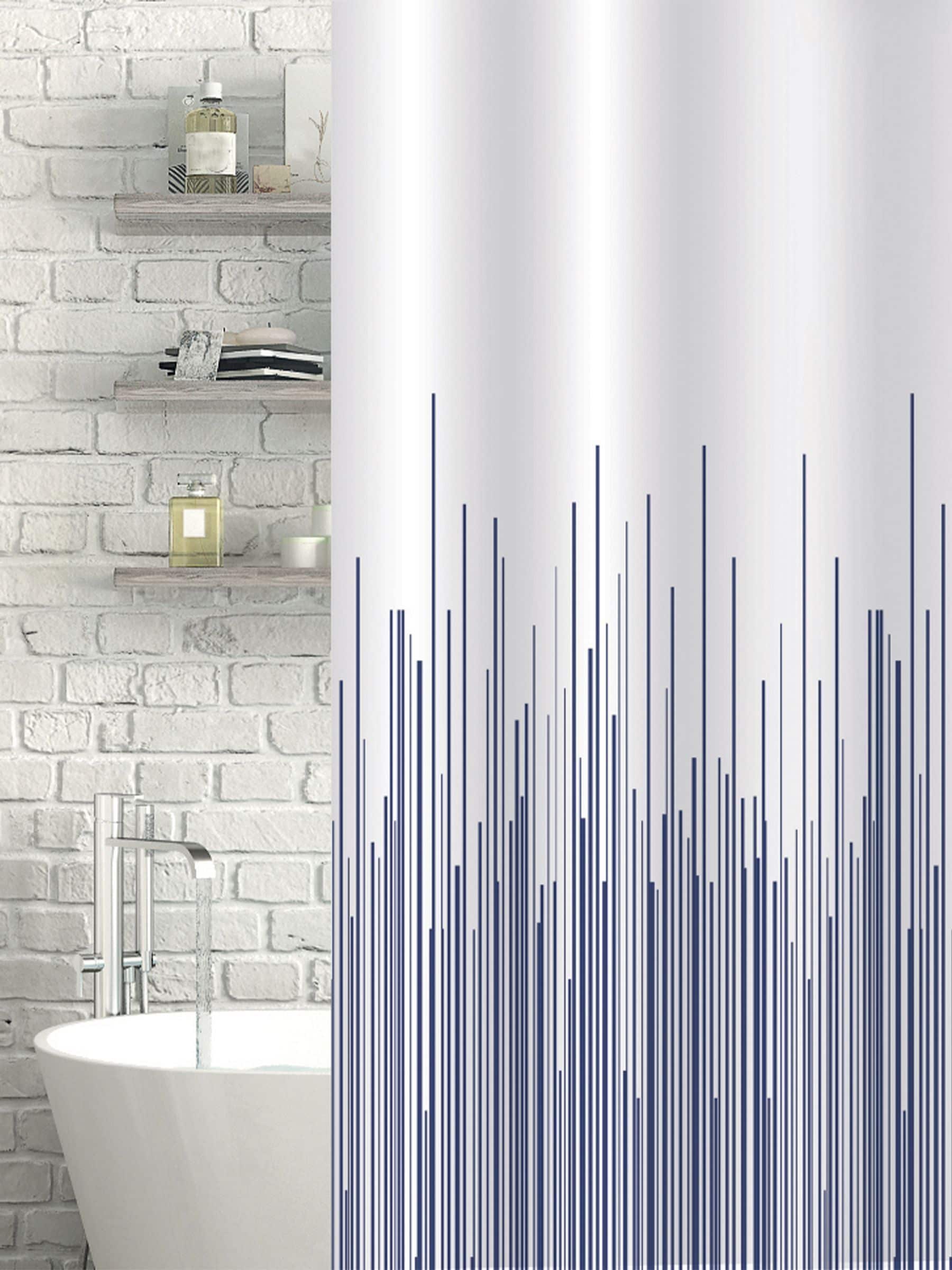 Showerdrape navy blue city stripe shower curtain 180 x 180 cm (British brand)