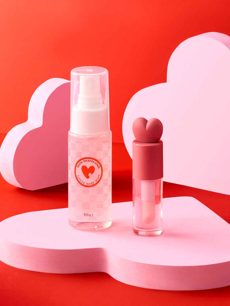 Little Hearts Club body mist lip gloss set 50ml 4ml (British brand)