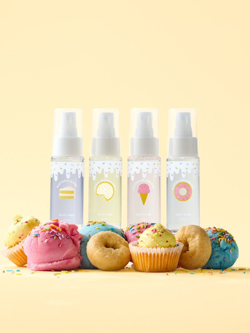 Dessert Shop body mist set of 4 50ml, imported from the UK