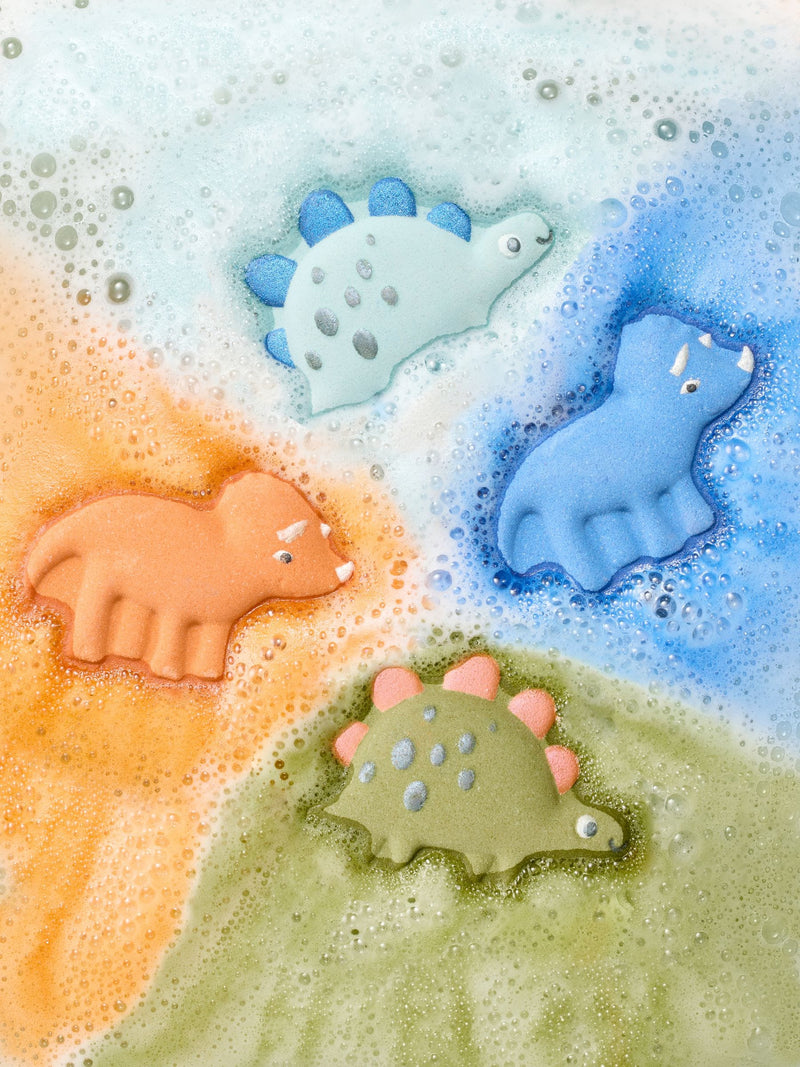 Dino Club dinosaur-shaped bath fizzers set of 4 - British product