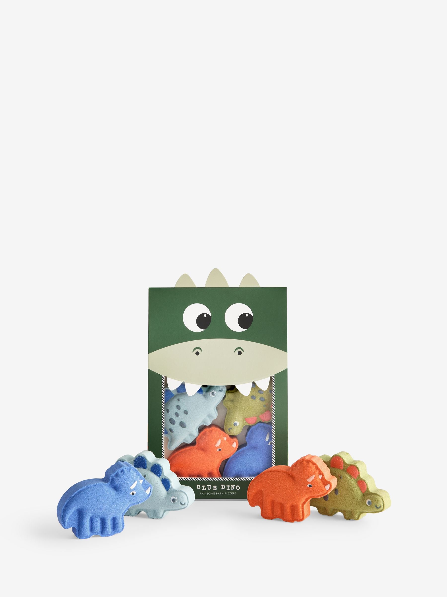 Dino Club dinosaur-shaped bath fizzers set of 4 - British product