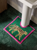 Green Cheetah Animal Print Pedestal Mat