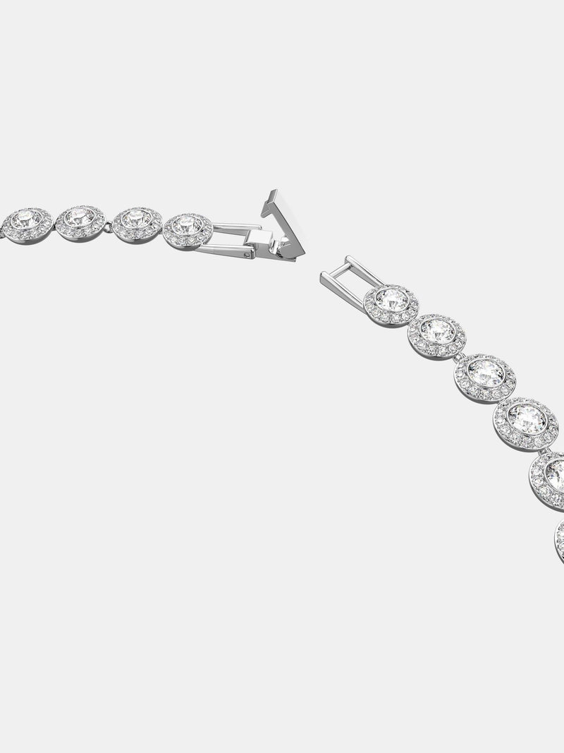 Medium Silver Tennis Necklace with Round Cut Rhodium Plated