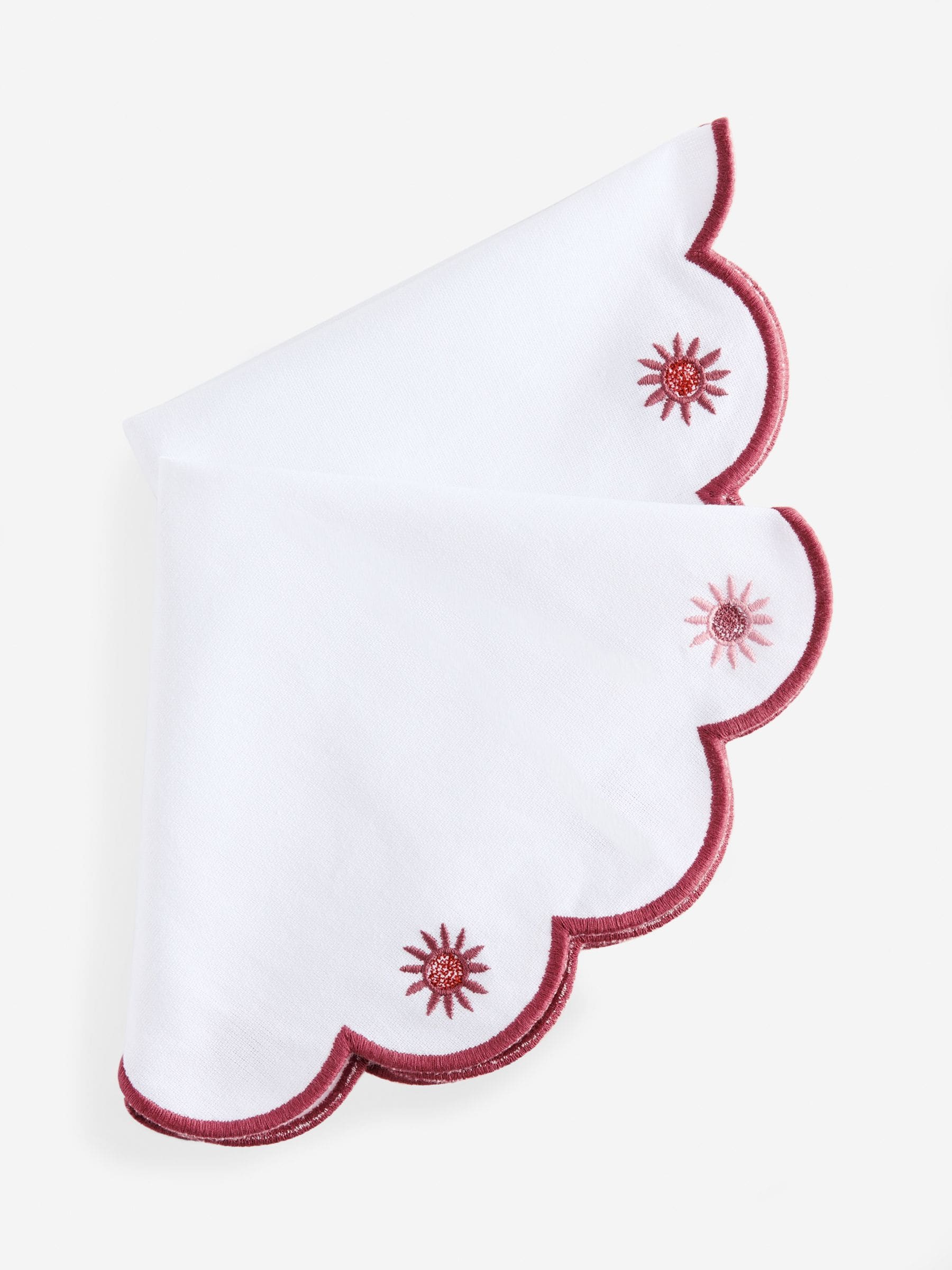 Nina Campbell red floral embroidered placemats 38cm, imported from the UK