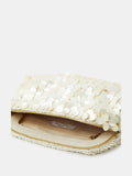 Accessorize cream pearl shell embellished clutch bag, UK version
