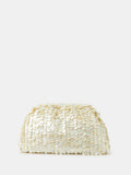 Accessorize cream pearl shell embellished clutch bag, UK version