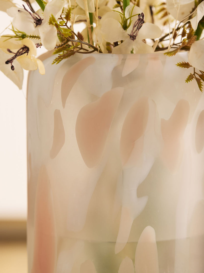 Frosted confetti glass vase 29cm, imported from the UK