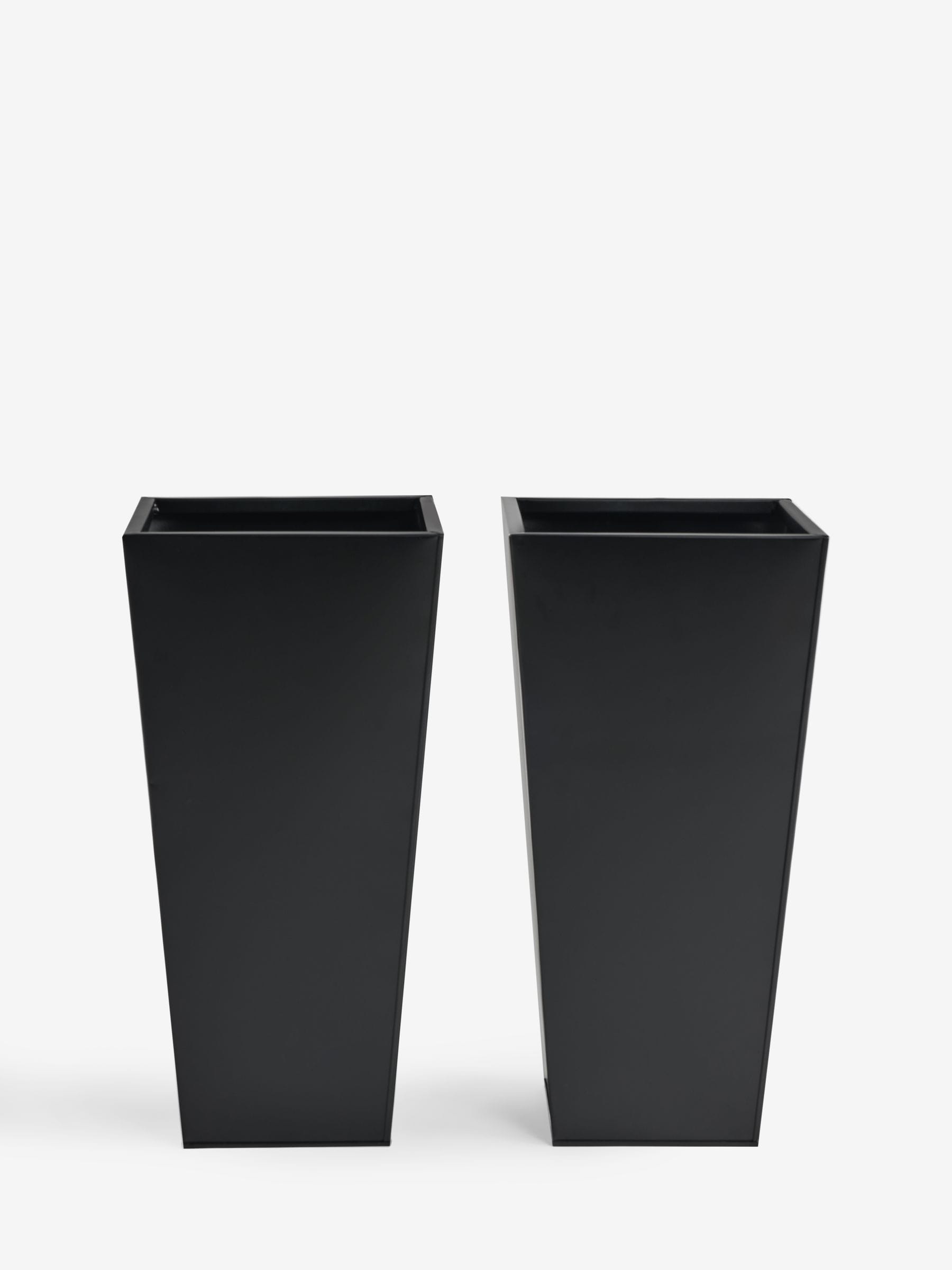 Set of two black metal outdoor planters 60cm - British product