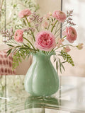 Sage green scalloped glass vase 23cm, UK version