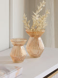 Gold lustre ribbed glass vases set of 2, imported from the UK