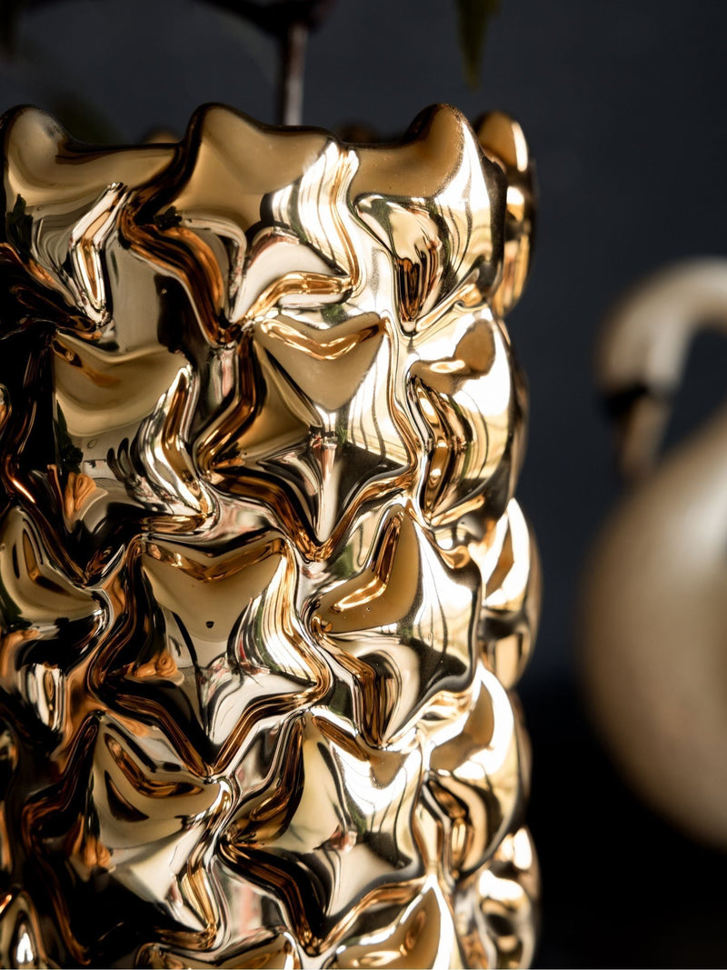 Rockett St George gold embossed stars vase 25cm - British product