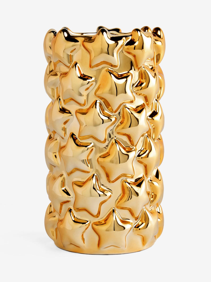 Rockett St George gold embossed stars vase 25cm - British product