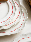 Rockett St George set of 4 red and cream lipstick side plates - British product