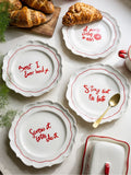 Rockett St George set of 4 red and cream lipstick side plates - British product