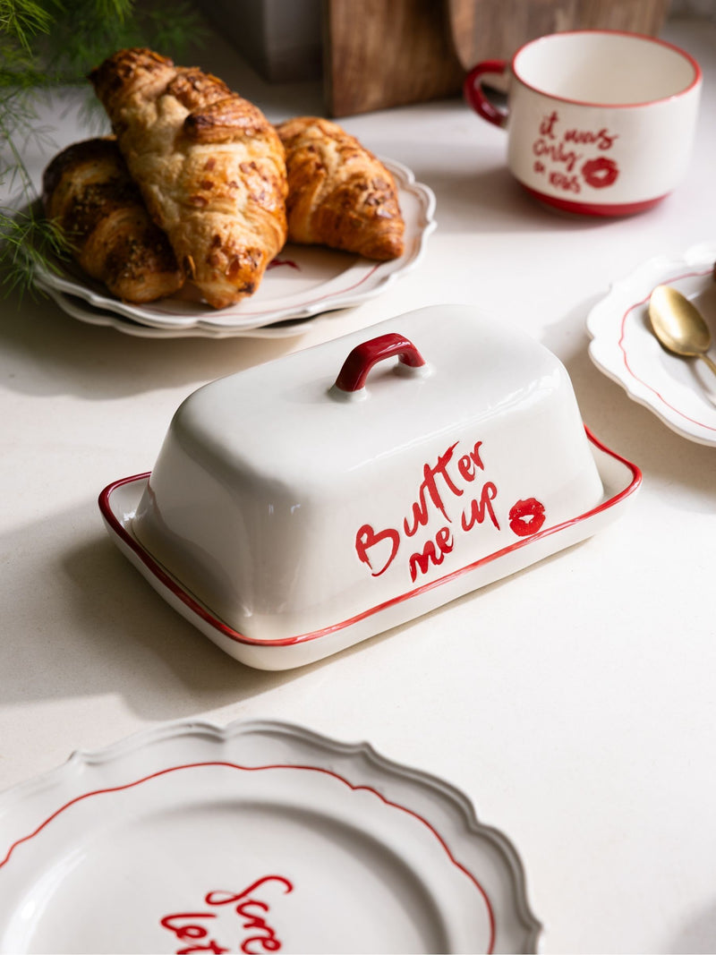 Rockett St George lipstick butter dish stoneware - British product