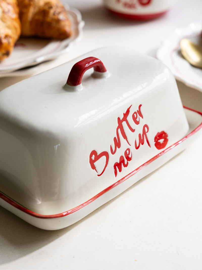 Rockett St George lipstick butter dish stoneware - British product