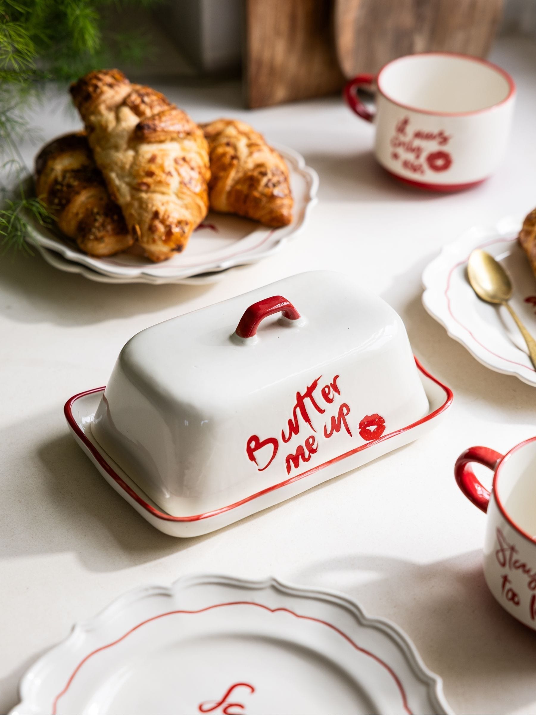 Rockett St George lipstick butter dish stoneware - British product