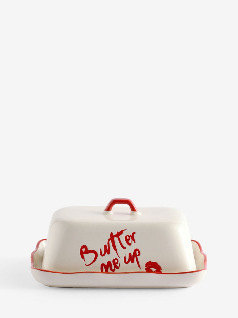 Rockett St George lipstick butter dish stoneware - British product