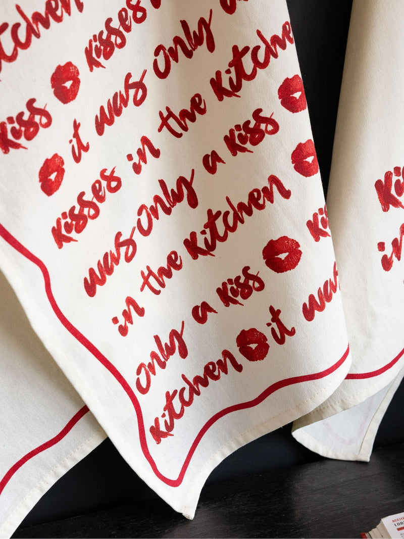 Rockett St George red lipstick tea towels set of 3, imported from the UK