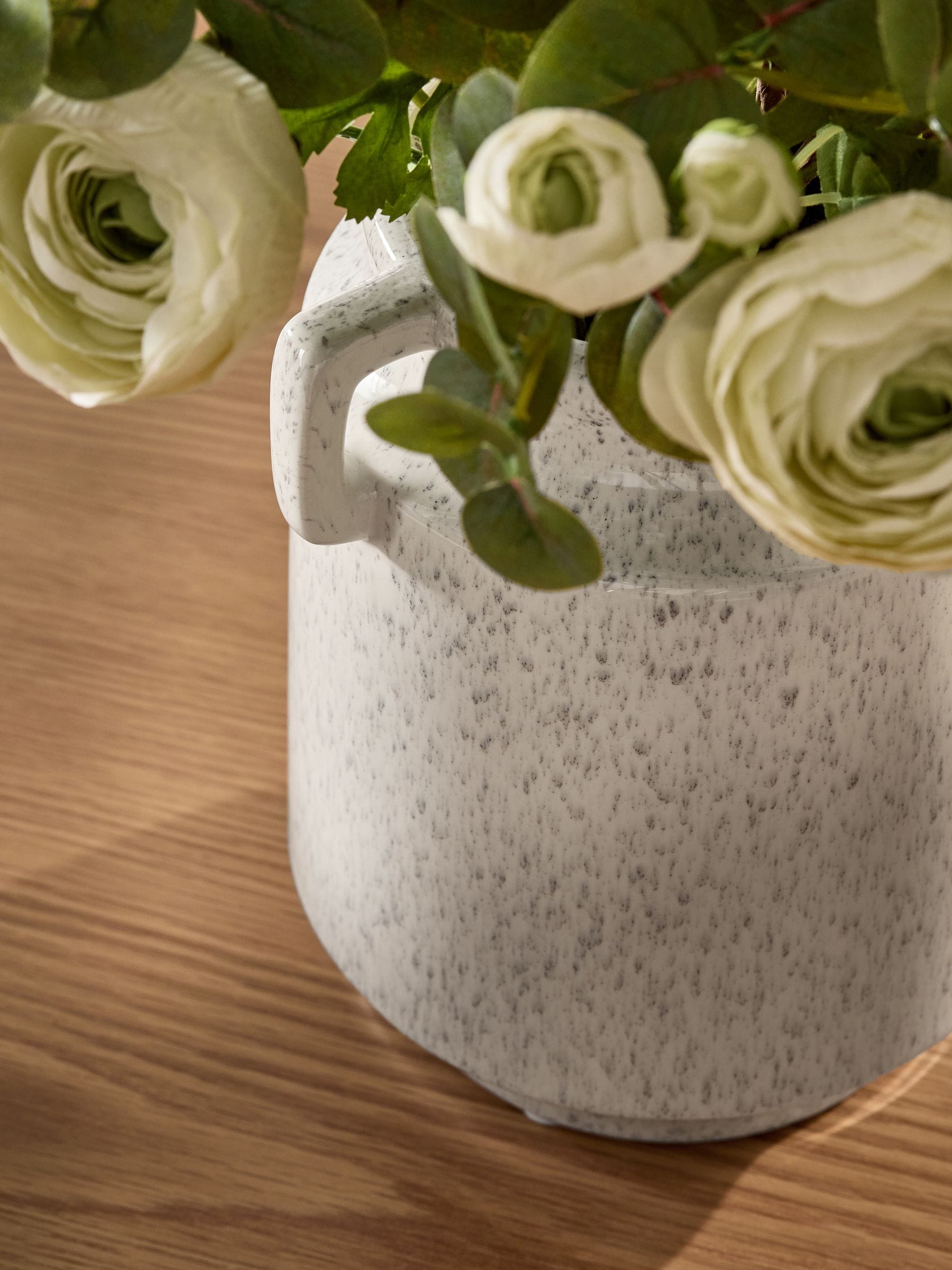White artificial floral arrangement in ceramic vase 55cm, UK version