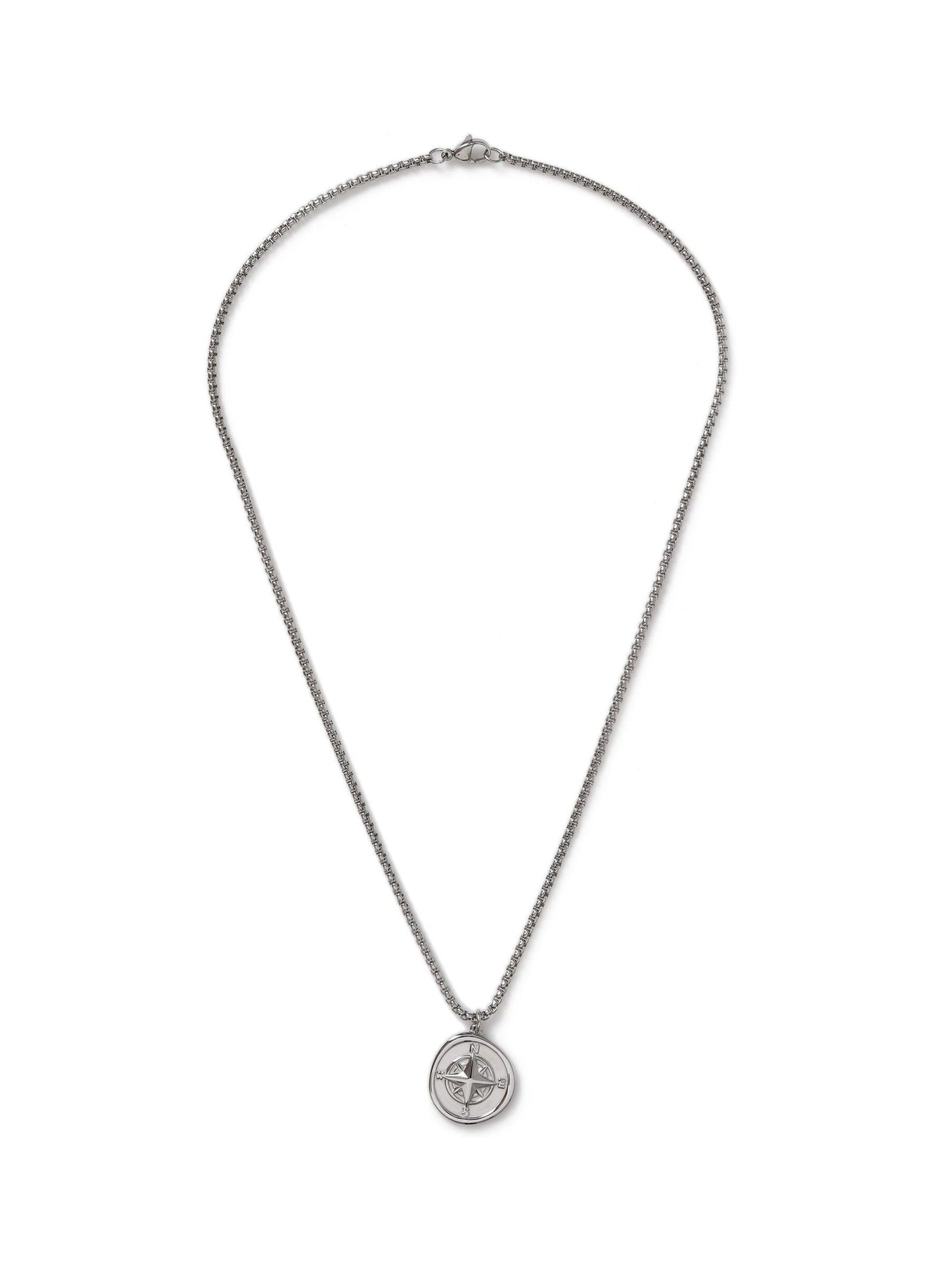 DCK Silver Tone Stainless Steel Compass Necklace - British product