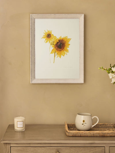 Sophie Allport Off White Multi Sunflower Print Veggkunst