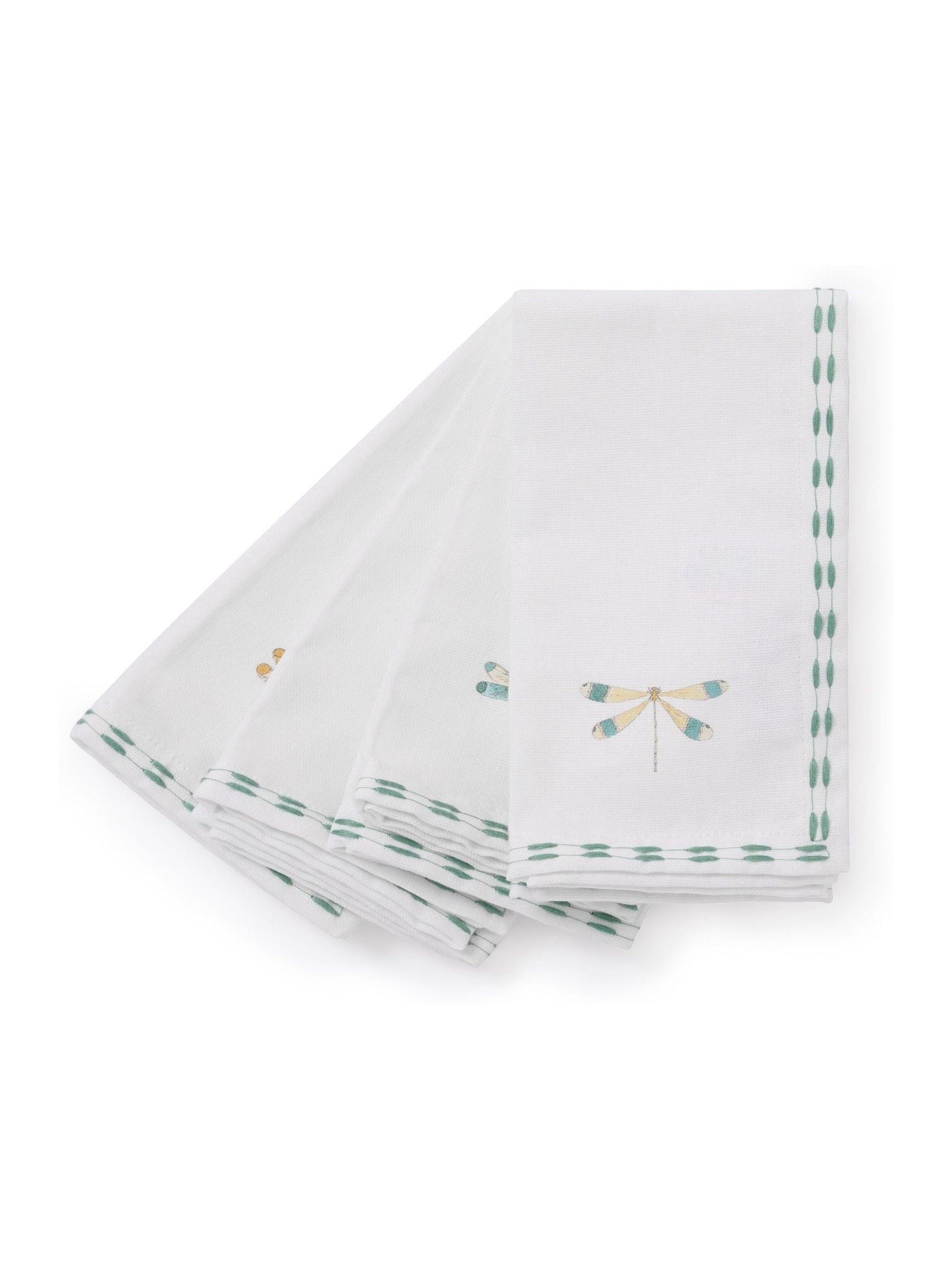 Sophie Allport Embroidered Dragonfly Napkins Off White 41cm Square (British brand)