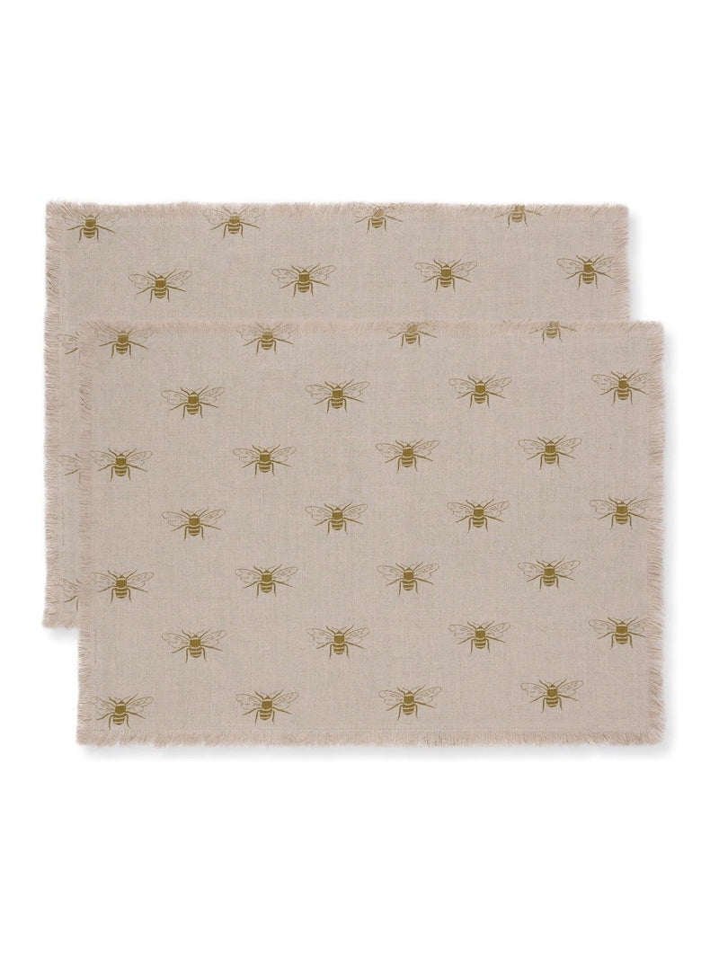 Sophie Allport natural linen bee placemats set of 2 (British brand)