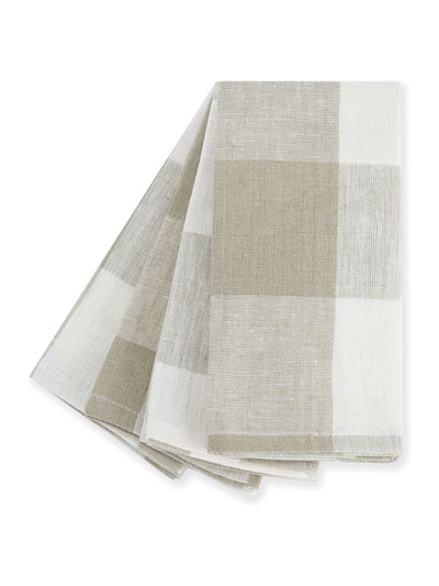 Set de 4 serviettes en lin de lin Sophie Allport Stone Linen Gingham
