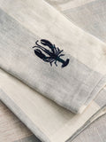 Sophie Allport pale blue linen coastal embroidered napkins set of 4 41x41cm (British brand)