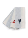 Sophie Allport Set of 4 Pale Blue Linen Coastal Embroidered Napkins