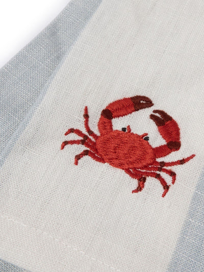 Sophie Allport Lot de 4 serviettes brodées en lin côtier bleu pâle