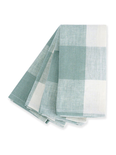 Ensemble de 4 serviettes en tissu vichy lin bleu sarcelle clair Sophie Allport