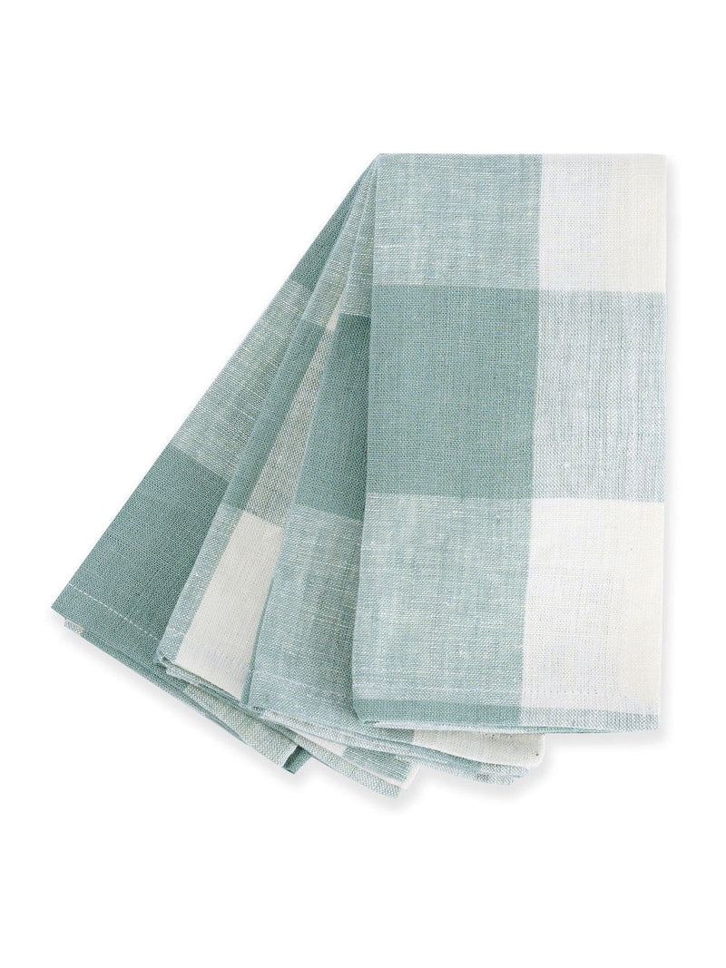 Sophie Allport light teal linen gingham fabric napkins set of 4 (British brand)