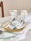 Sophie Allport light teal linen gingham fabric napkins set of 4 (British brand)