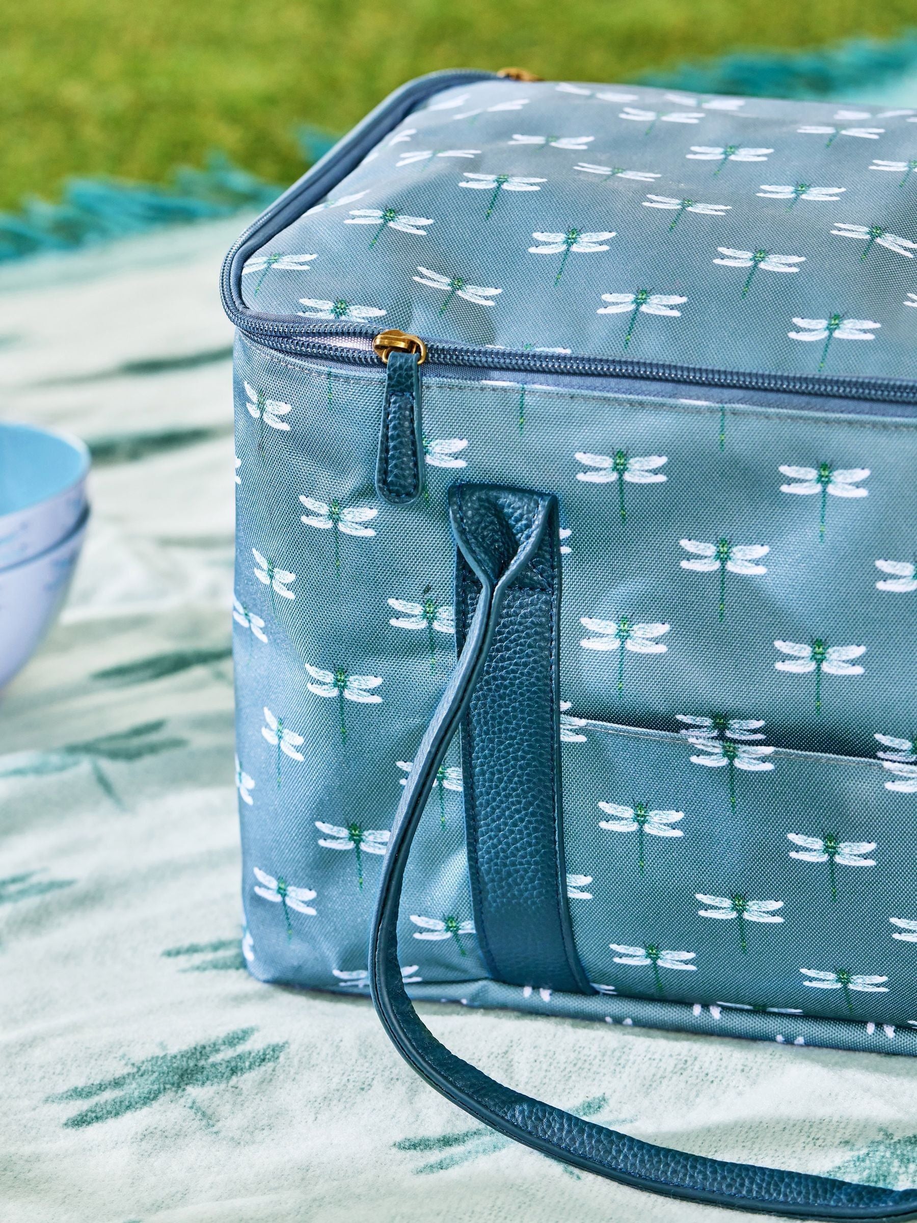 Sophie Allport grey blue dragonfly print insulated picnic bag 22 litre (British brand)