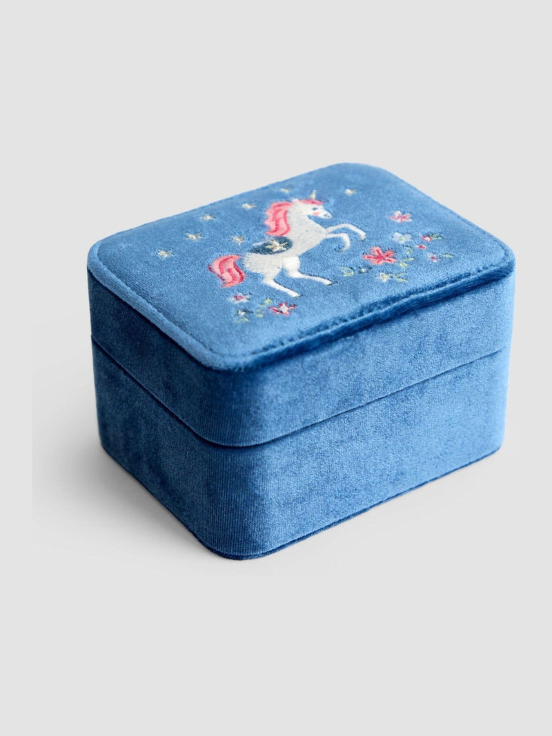 JoJo Maman Bébé unicorn fabric jewellery box - British product