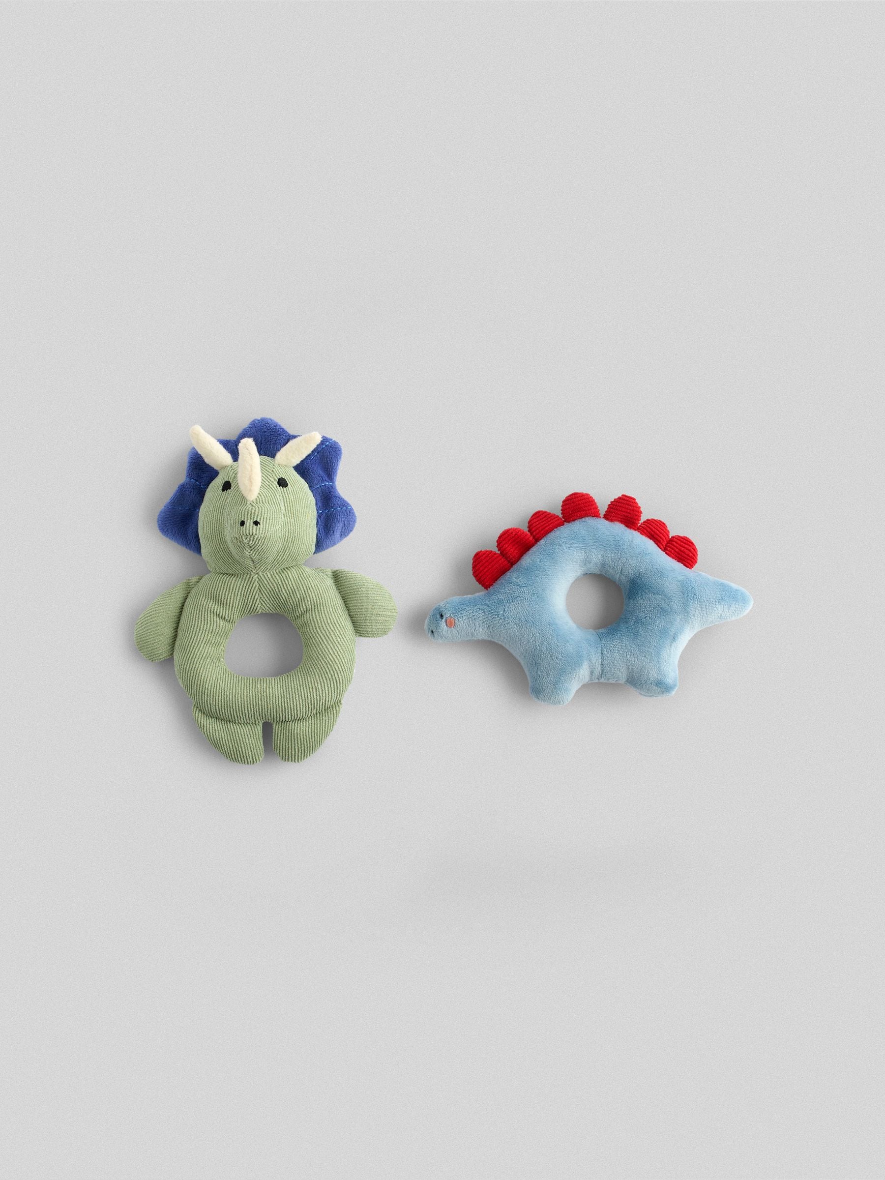 JoJo Maman Bébé dinosaur ring rattle set of 2 plush toys - British product
