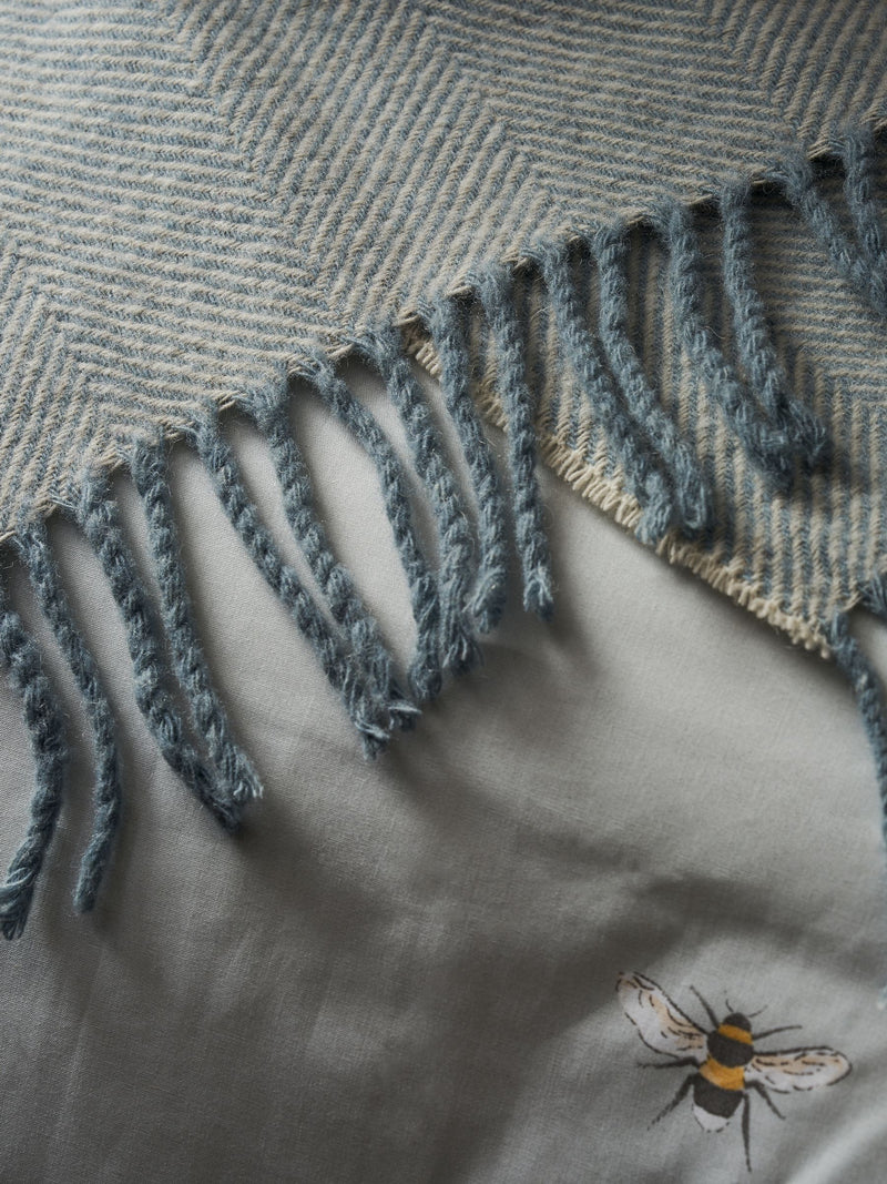 Sophie Allport duck egg herringbone wool throw - British product