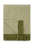 Sophie Allport olive green wool herringbone throw - British product