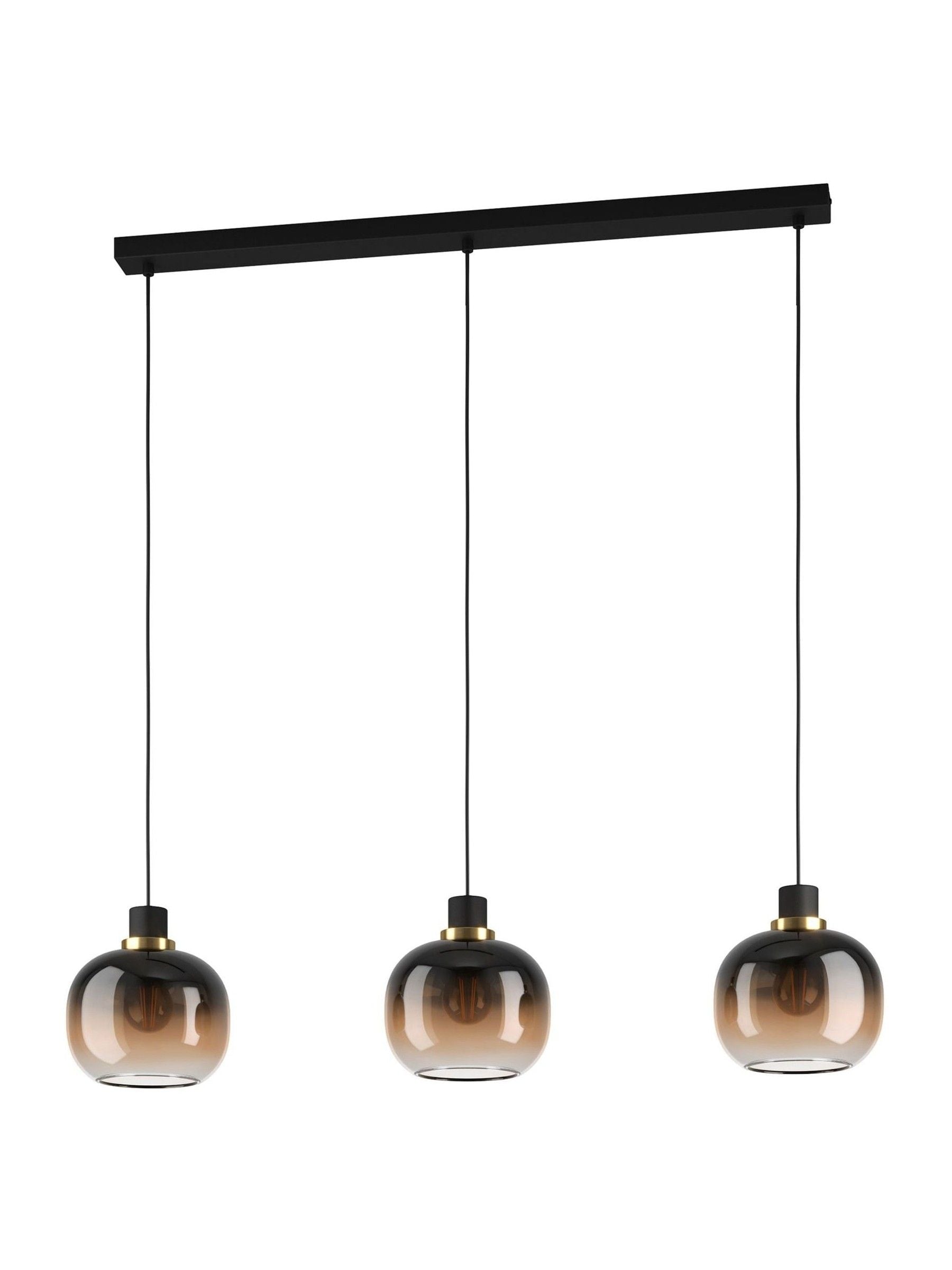 Eglo OILELLA linear glass pendant light black brass UK version
