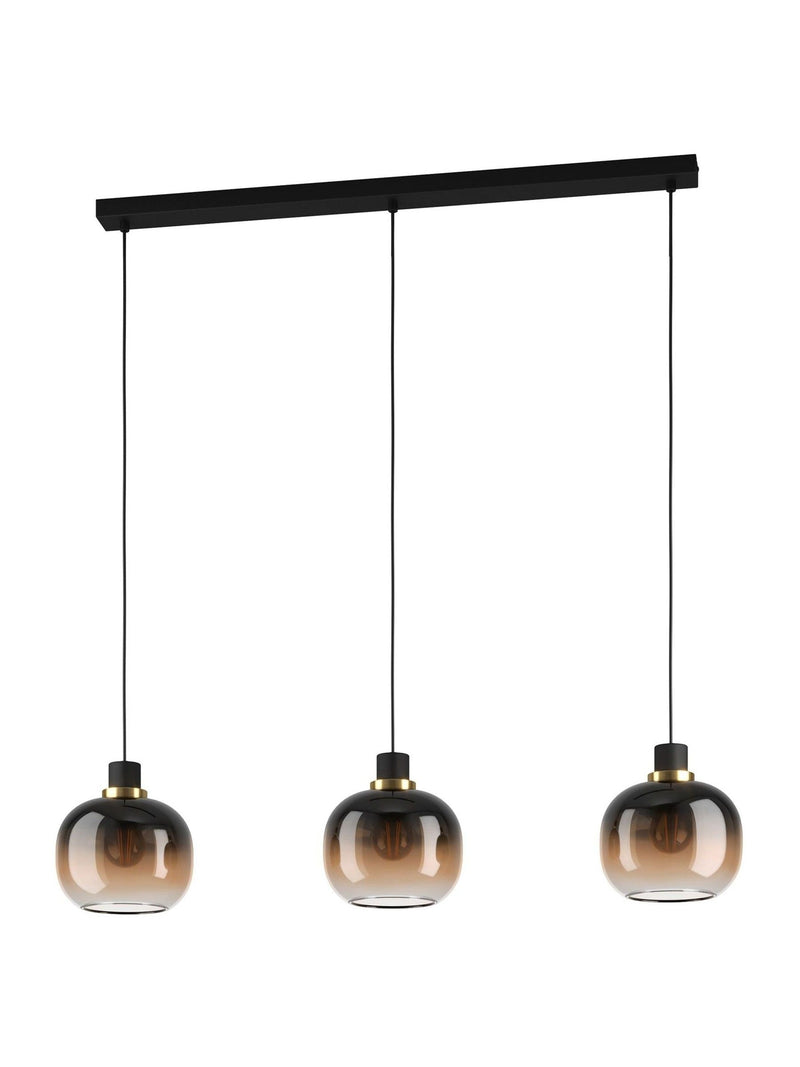 Eglo OILELLA linear glass pendant light black brass UK version