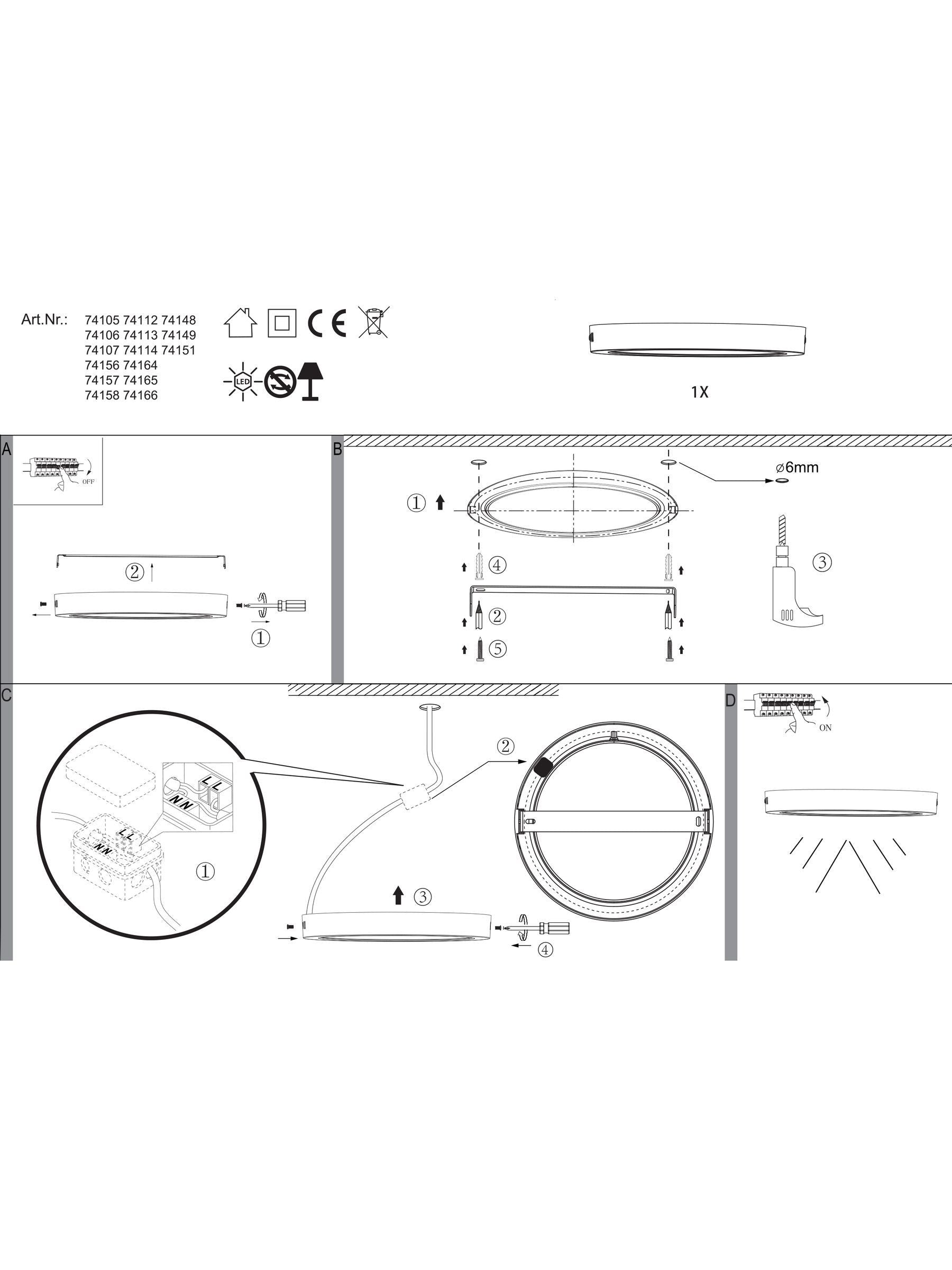 Eglo black IDUN-E LED ceiling light, imported from the UK