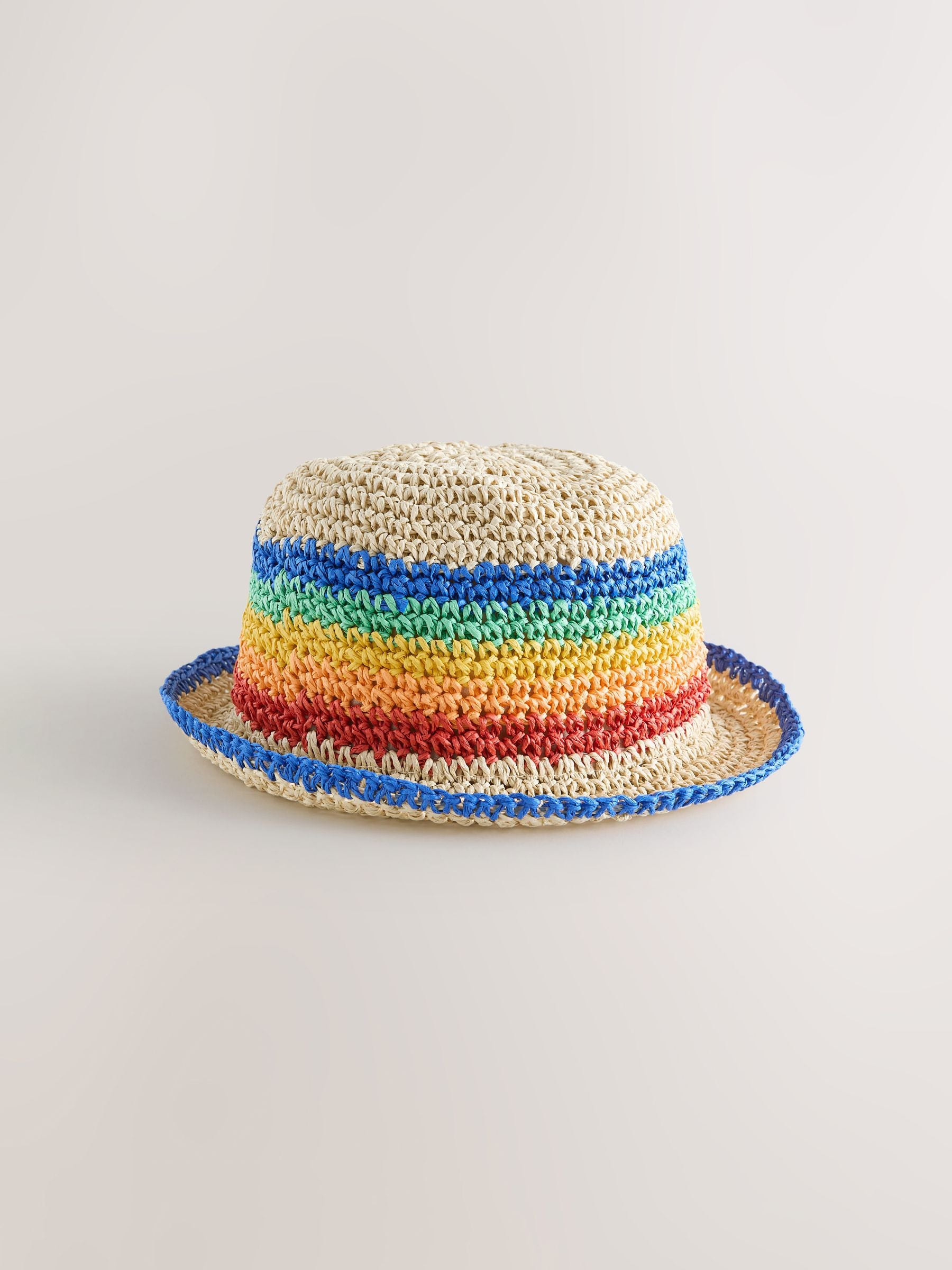 Little Bird rainbow straw effect trilby hat (British brand)