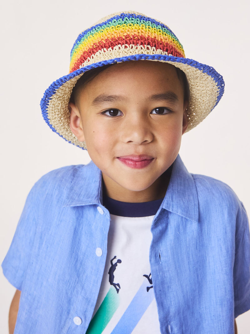 Little Bird rainbow straw effect trilby hat (British brand)