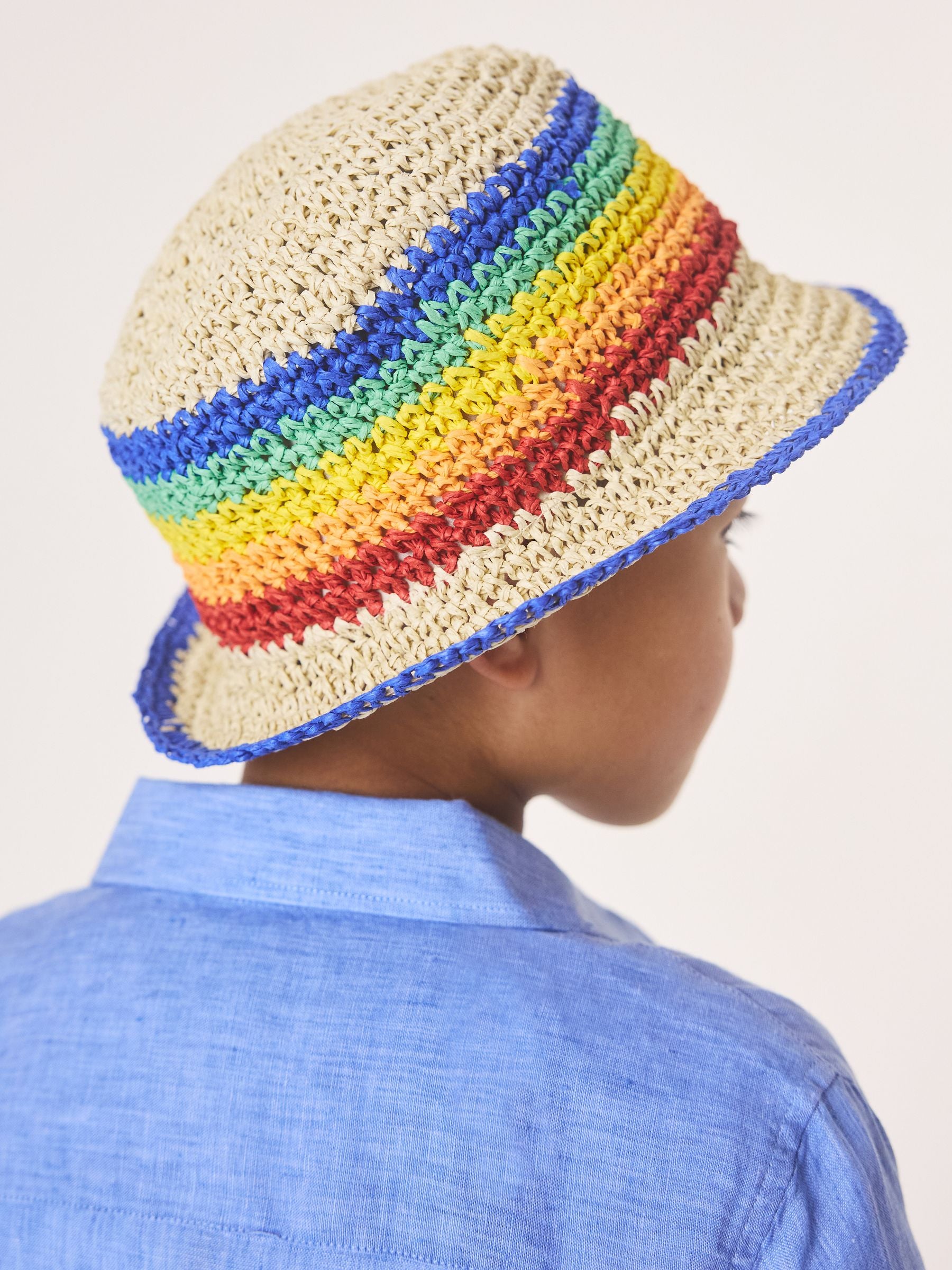 Little Bird rainbow straw effect trilby hat (British brand)